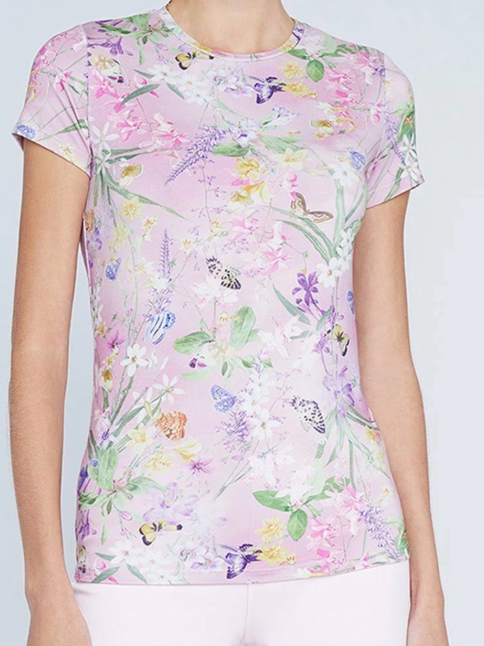 L’Agence Women’s Ressi Tee in Snow Botanical Butterfly Size Large